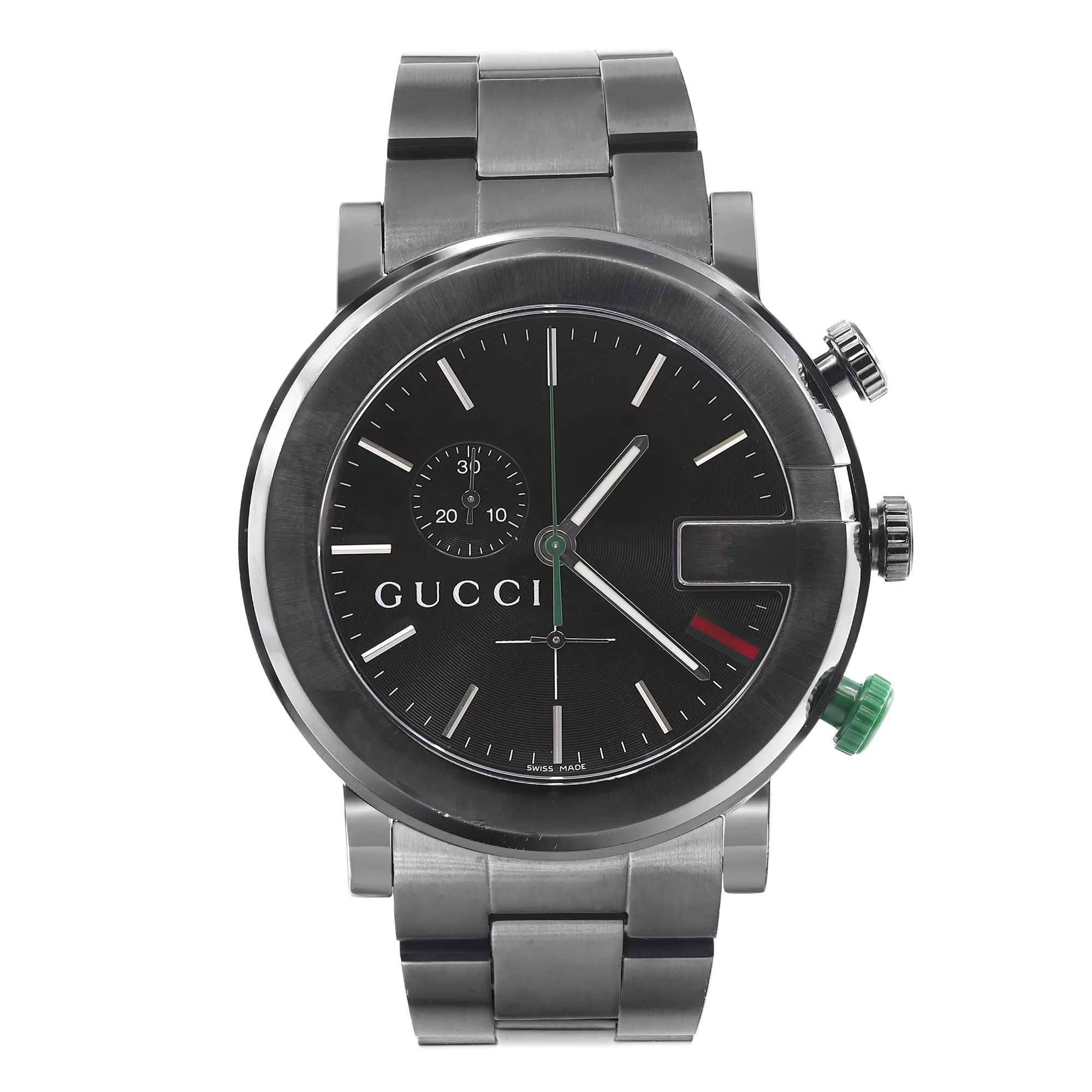 Front Full View Of Gucci YA101331 Stainless Steel Watch Pre Owned Condition Fair