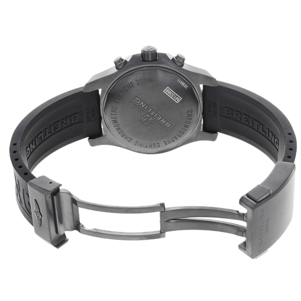 Back View Of {Caseback} Back Case And Open Rubber Band Of Breitling M1338810/BF01-153S Watch Display Model Condition