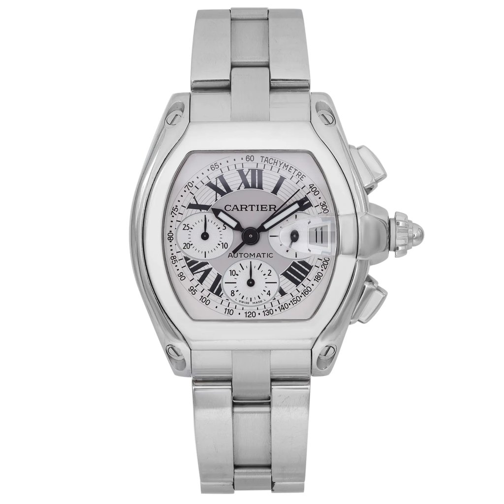 Front Full View Of Cartier W62019X6 Stainless Steel Watch Pre Owned Condition Good