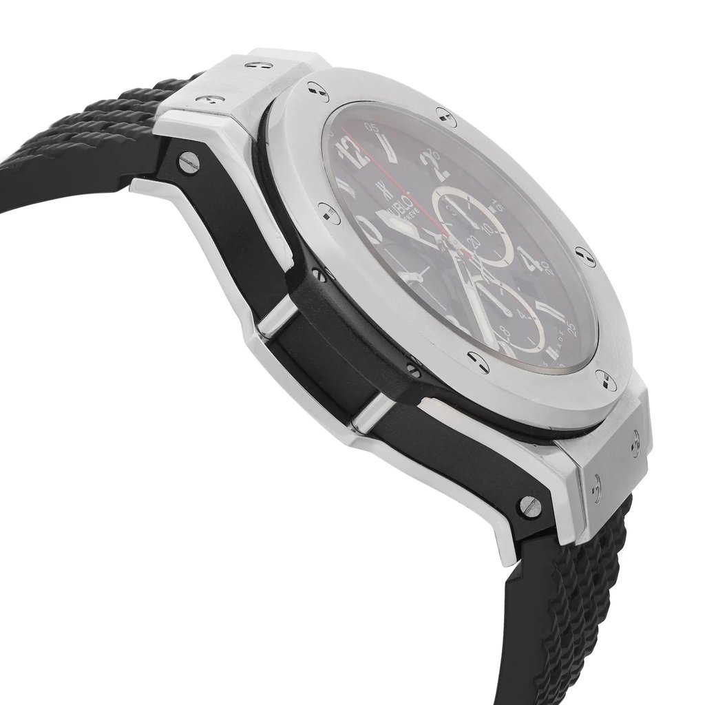 View Of Opposite Crown Facing Side Of Hublot 301.SX.130.RX Stainless Steel Watch Pre Owned Condition
