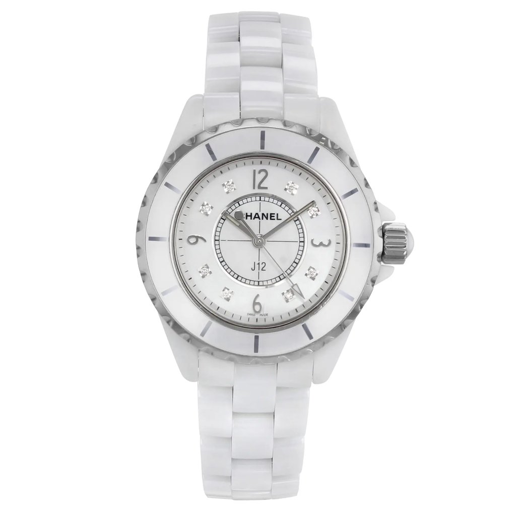 Front Full View Of Chanel H2422 Ceramic Watch Pre Owned Condition {Product Condition}