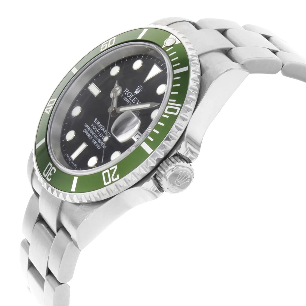 View Of Crown Facing Side Of Rolex 16610 T Stainless Steel Watch Pre Owned Condition