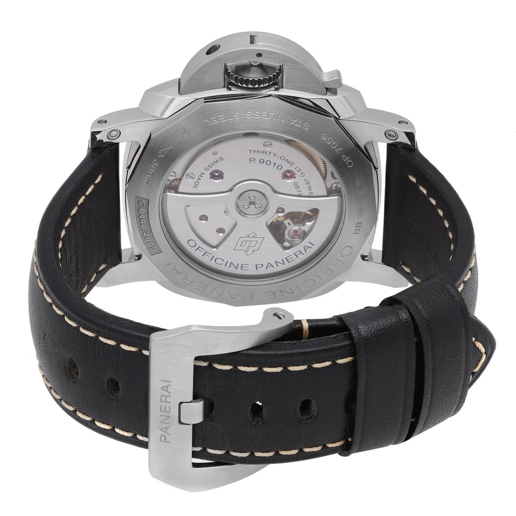 Back View Of Exhibition Back Case And Closed Leather Band Of Panerai PAM01359 Watch Display Model Condition