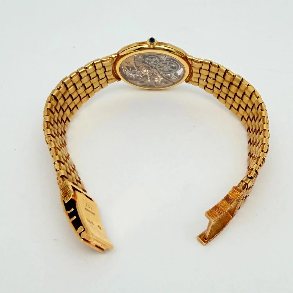 Back View Of {Caseback} Back Case And Open Yellow Gold Band Of Vacheron Constantin 13508/206 Watch Pre Owned Condition