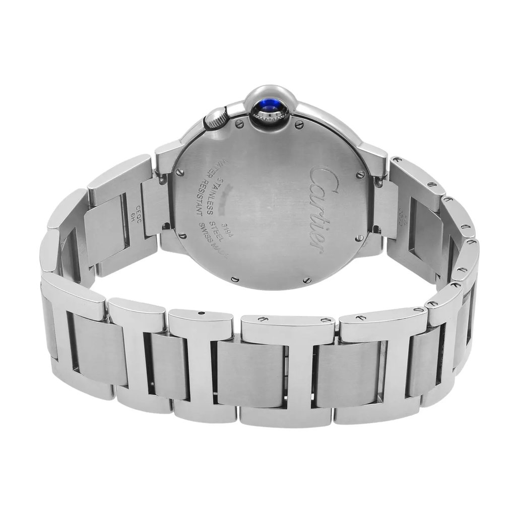 Back View Of {Caseback} Back Case And Closed Stainless Steel Band Of Cartier W6920011 Watch Pre Owned Condition