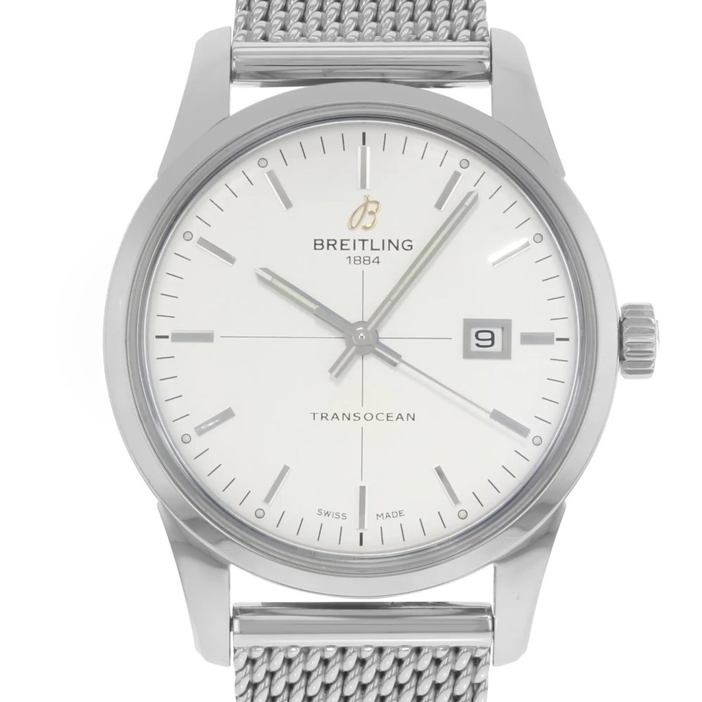Up Close Front Facing Picture Of Breitling A1036012/G721-151A Stainless Steel Watch Pre Owned Condition