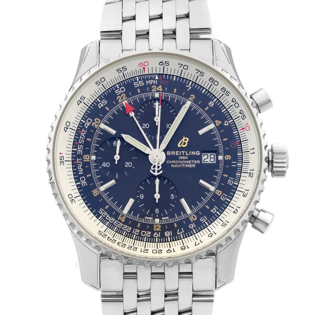 Up Close Front Facing Picture Of Breitling A24322121C2A1 Stainless Steel Watch Display Model Condition