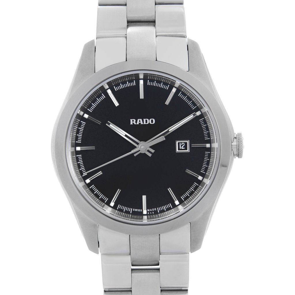 Up Close Front Facing Picture Of Rado R32110153 Stainless Steel Watch Unworn Condition