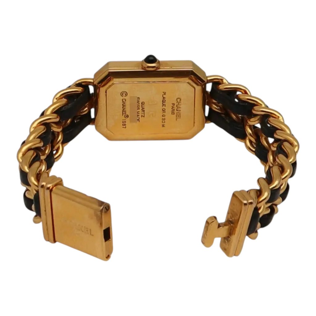 Back View Of Screwback Back Case And Open Gold Plated Band Of CHANEL H0001 Watch Pre Owned Condition