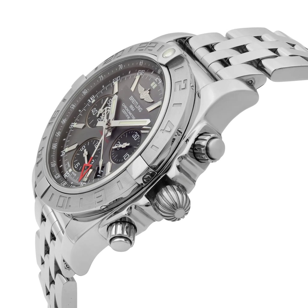 View Of Crown Facing Side Of Breitling AB042011/F561-375A Stainless Steel Watch Display Model Condition