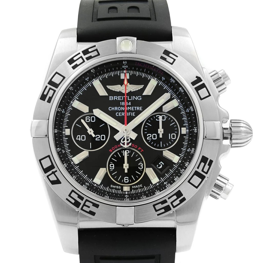 Up Close Front Facing Picture Of Breitling AB011610/BB08 Stainless Steel Watch Pre Owned Condition