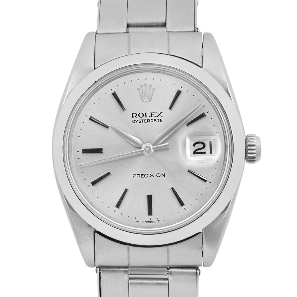 Up Close Front Facing Picture Of Rolex 6694 Stainless Steel Watch Pre Owned Condition