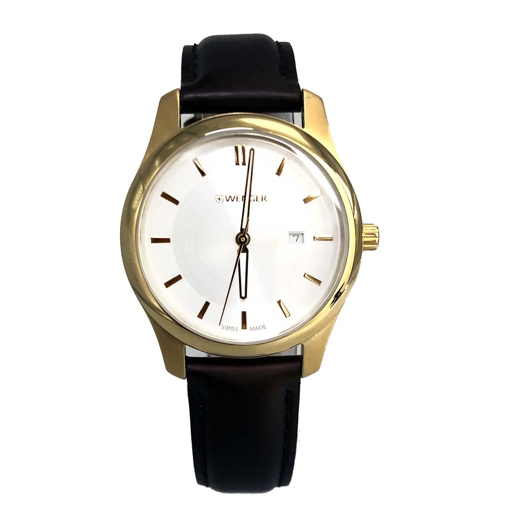 Front Full View Of Wenger 01.1421.101 Stainless Steel Watch Display Model Condition Excellent