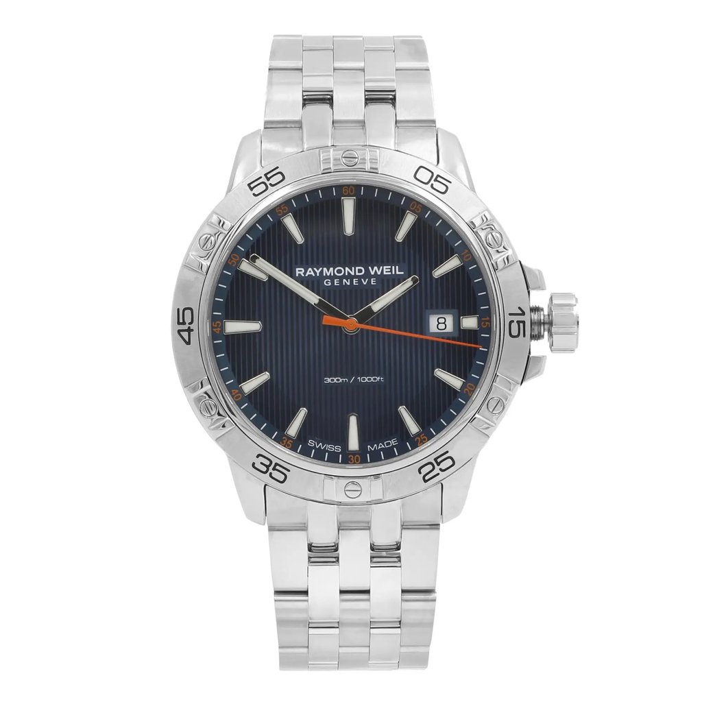 Front Full View Of RAYMOND WEIL 8160-ST2-50001 Stainless Steel Watch Pre Owned Condition Good