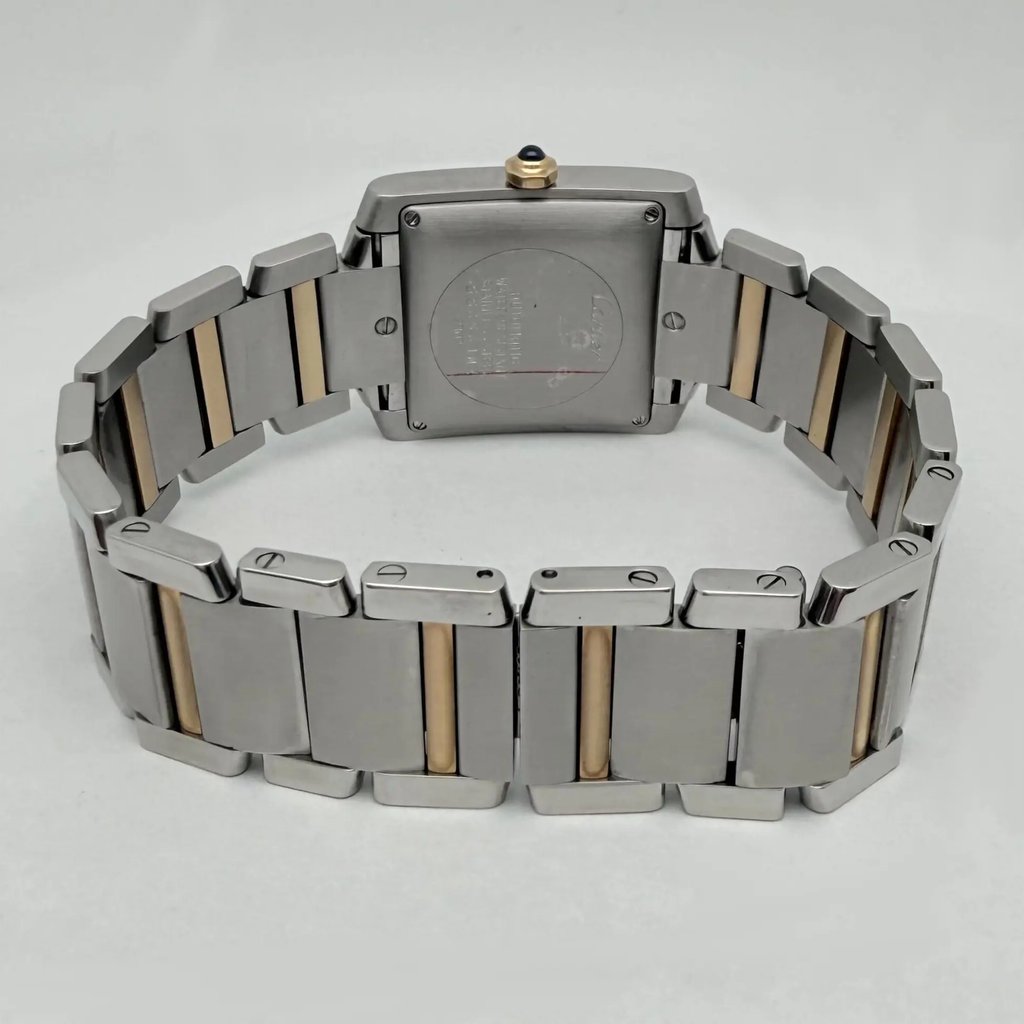 Back View Of Solid Back Case And Closed Stainless Steel,Yellow Gold Band Of Cartier 2302 W51005Q4 Watch Pre Owned Condition