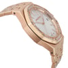 An image of a pre-owned Audemars Piguet men's wristwatch, shown from a side profile view opposite the crown. The watch features a luxurious rose gold case and band, with an octagonal shape. The bezel is also rose gold and adorned with diamonds. The silver dial displays a Tapisserie pattern, and the watch has luminous hands. The overall condition is classified as good.