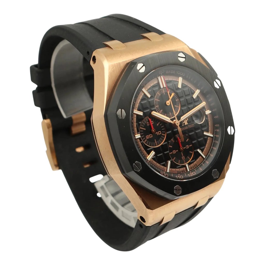View Of Opposite Crown Facing Side Of Audemars Piguet 26401RO.OO.A002CA.02 Rose Gold Watch Pre Owned Condition