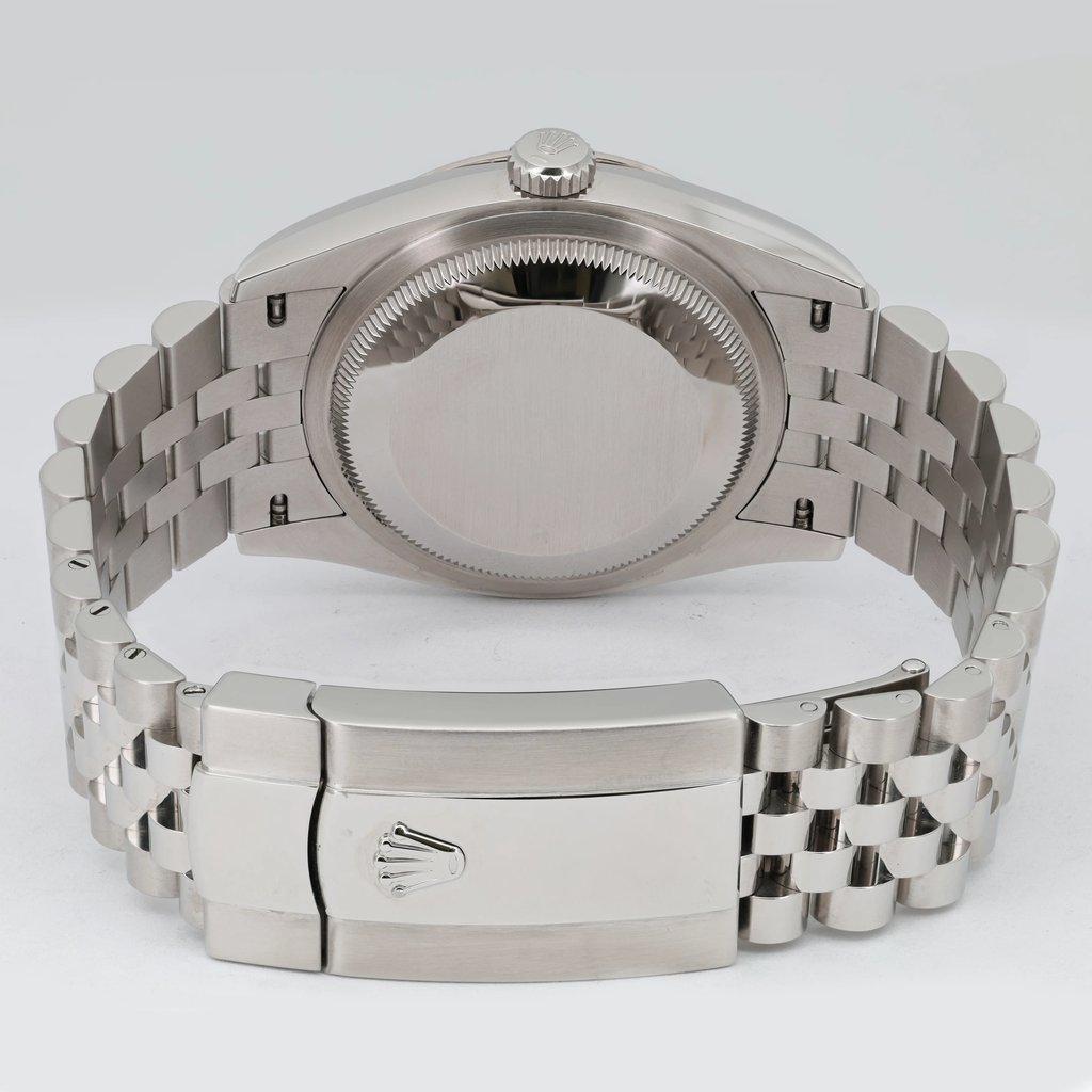 Back View Of Solid Back Case And Closed Stainless Steel Band Of Rolex 126234 Watch Pre Owned Condition
