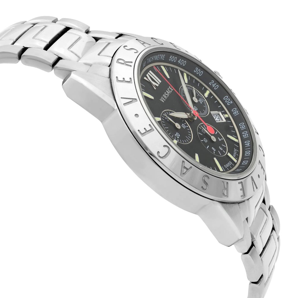 View Of Opposite Crown Facing Side Of Versace 12C99D009S099 Stainless Steel Watch Pre Owned Condition