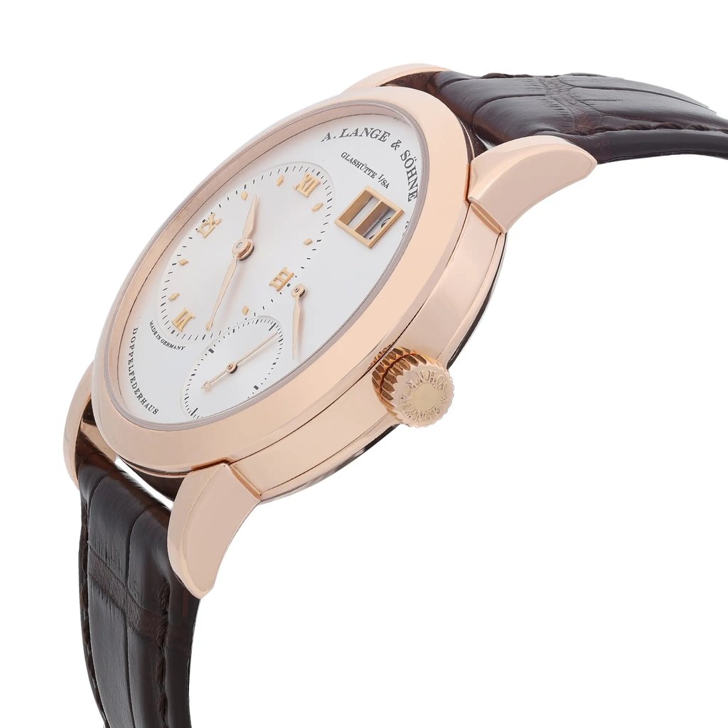 View Of Crown Facing Side Of A. Lange & Söhne 101.032 Rose Gold Watch Pre Owned Condition