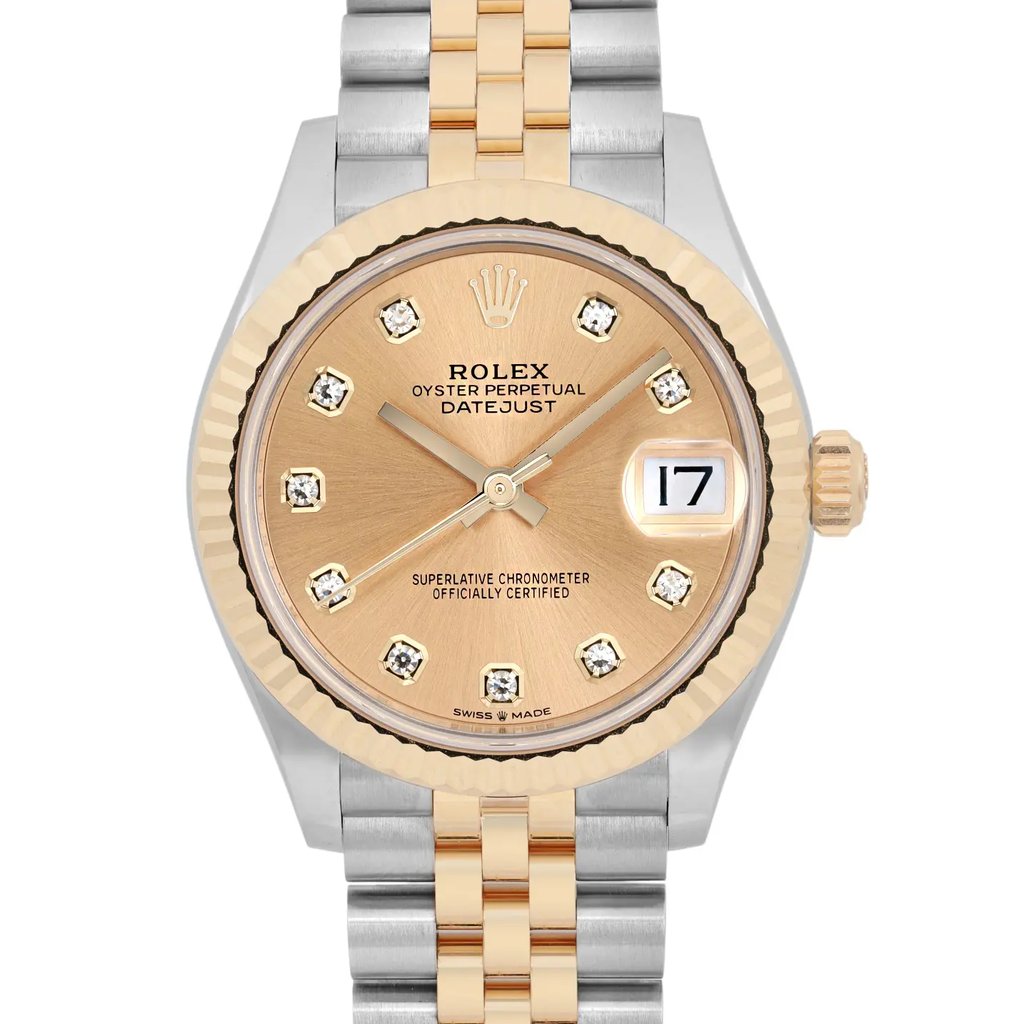 Up Close Front Facing Picture Of Rolex 278273 Stainless Steel Watch New Condition