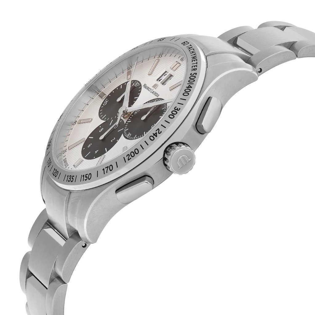 View Of Crown Facing Side Of Maurice Lacroix MI1028-SS002-130 Stainless Steel Watch Unworn Condition