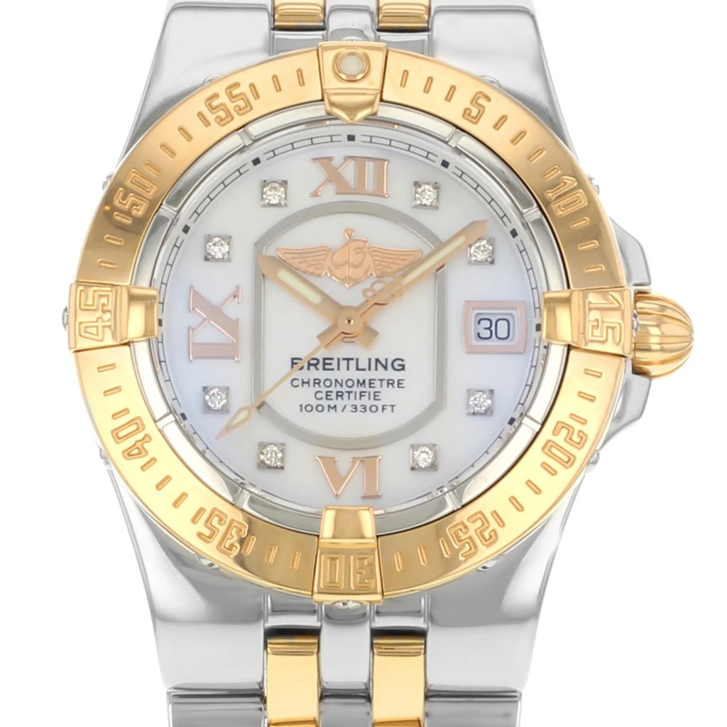 Up Close Front Facing Picture Of Breitling C7134012/G663 Stainless Steel Watch Pre Owned Condition
