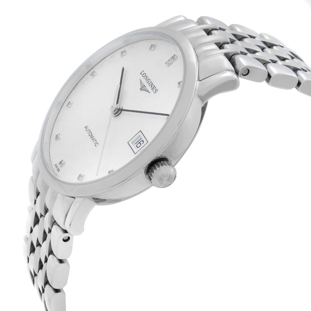 View Of Crown Facing Side Of Longines L4.809.4.77.6 Stainless Steel Watch Display Model Condition