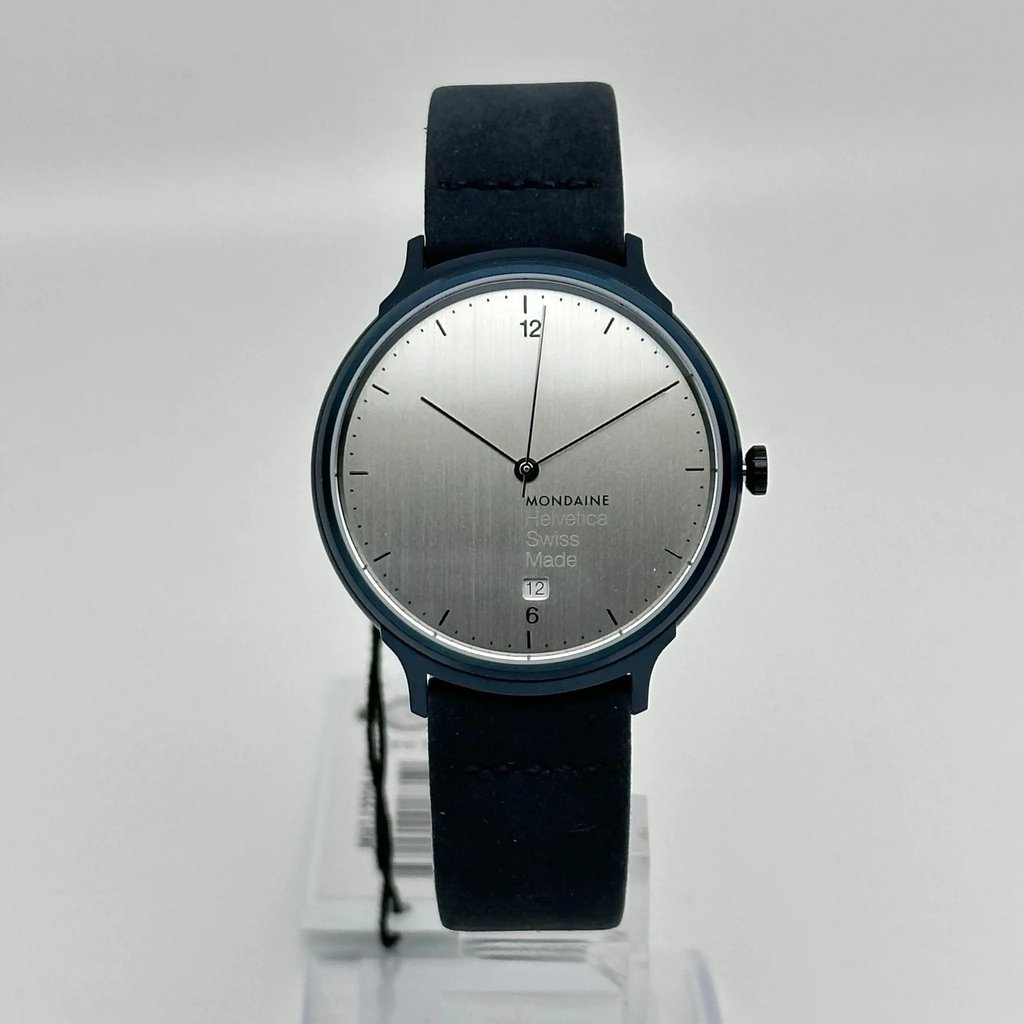 Front Full View Of Mondaine MH1.L2210.LD Stainless Steel Watch Display Model Condition Excellent