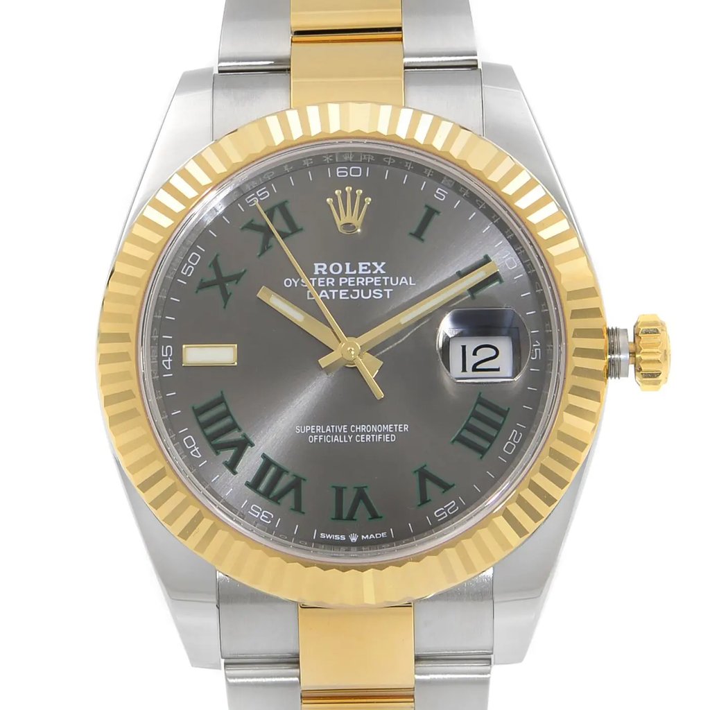 Up Close Front Facing Picture Of Rolex 126333GYRO Stainless Steel Watch Unworn Condition