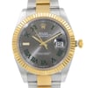 Up Close Front Facing Picture Of Rolex 126333GYRO Stainless Steel Watch Unworn Condition
