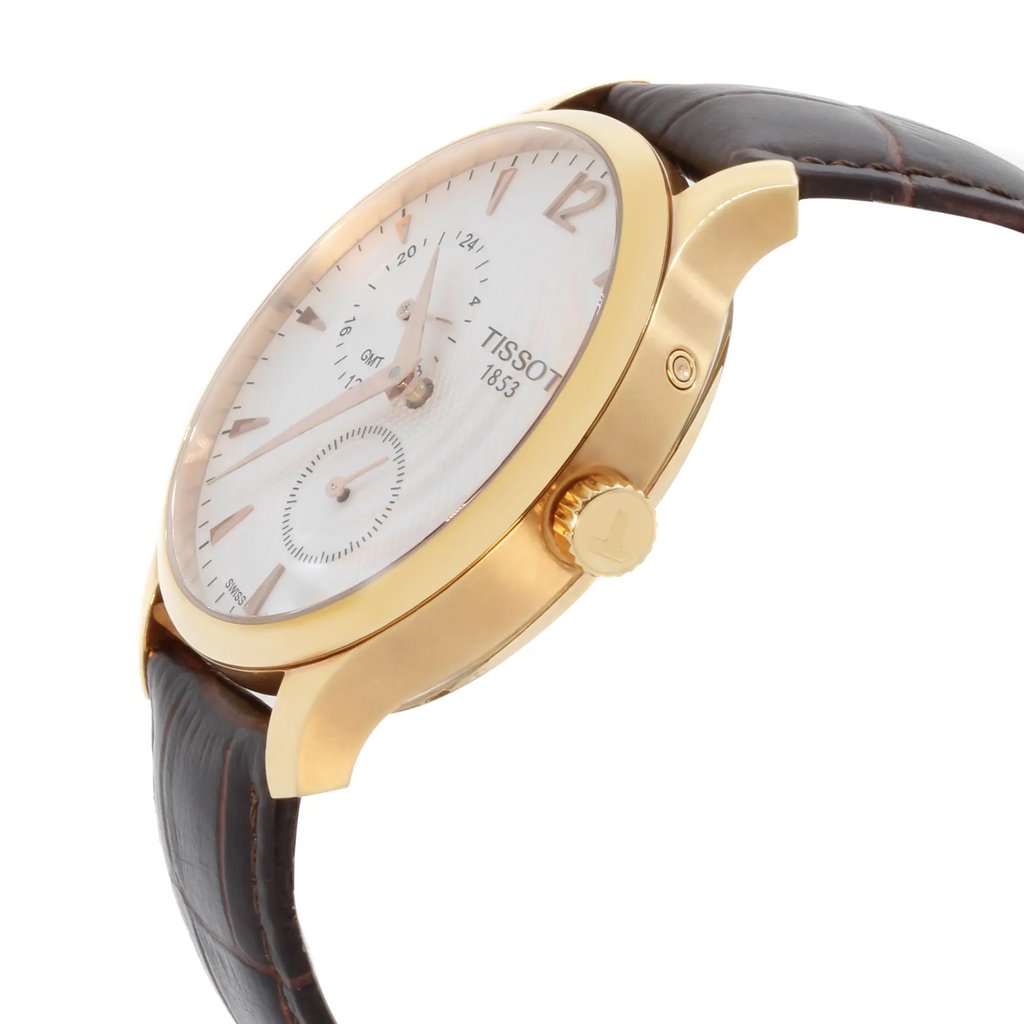 View Of Crown Facing Side Of Tissot T063.639.36.037.00 Stainless Steel Watch Pre Owned Condition
