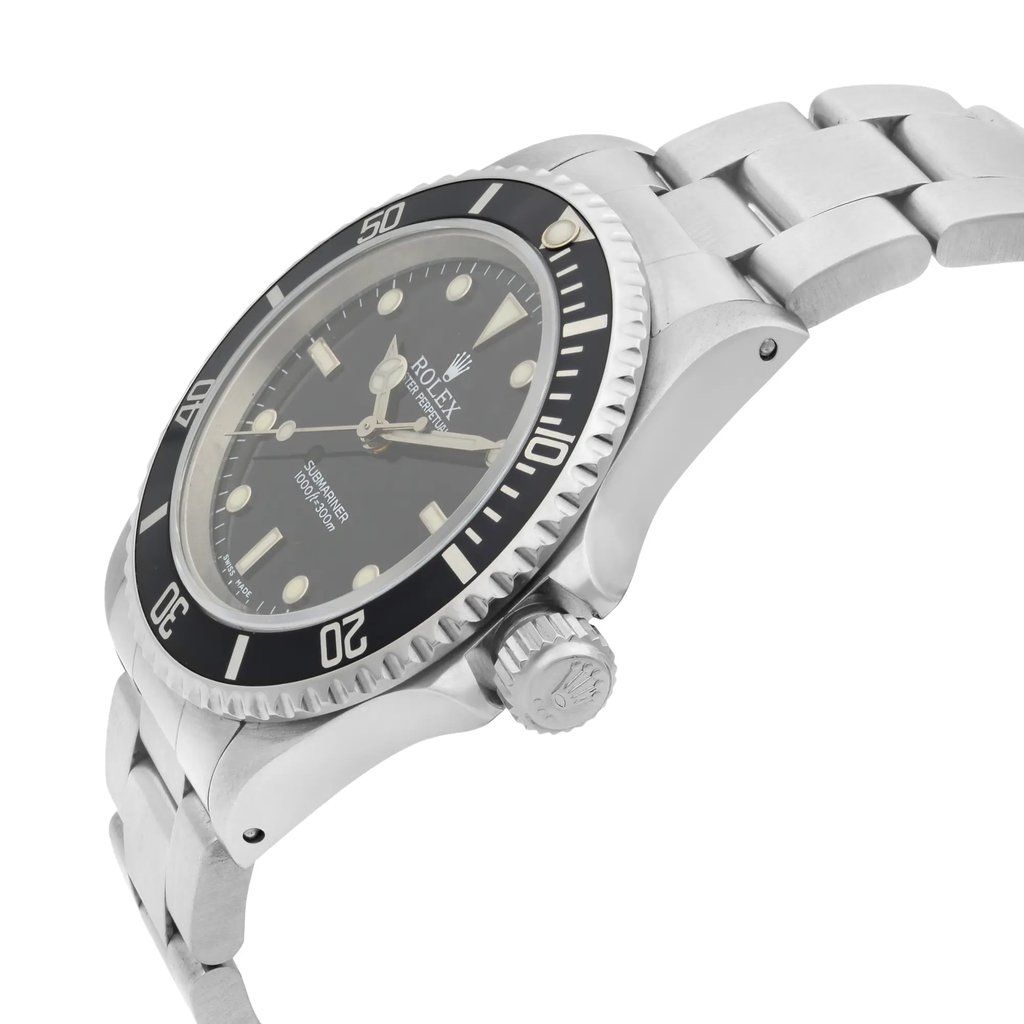 View Of Crown Facing Side Of Rolex 14060 Stainless Steel Watch Pre Owned Condition