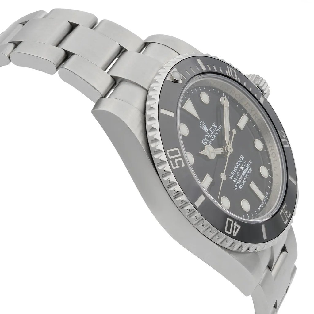 View Of Opposite Crown Facing Side Of Rolex 114060 Stainless Steel Watch Pre Owned Condition