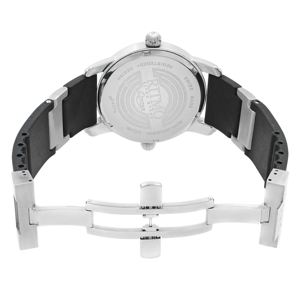Back View Of Solid Back Case And Open Rubber Band Of Ritmo Mundo 121 Watch Pre Owned Condition