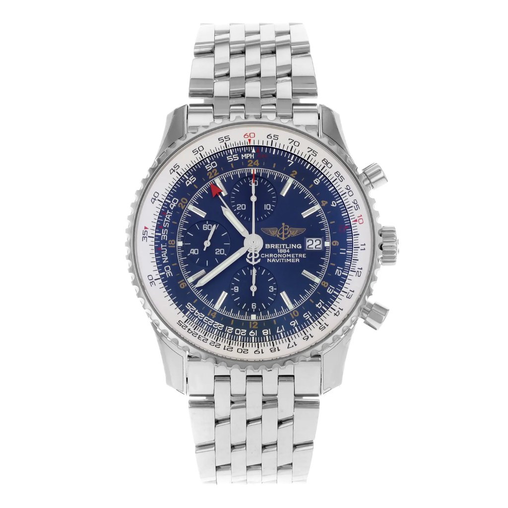 Front Full View Of Breitling A2432212/C651-443A Stainless Steel Watch Display Model Condition {Product Condition}