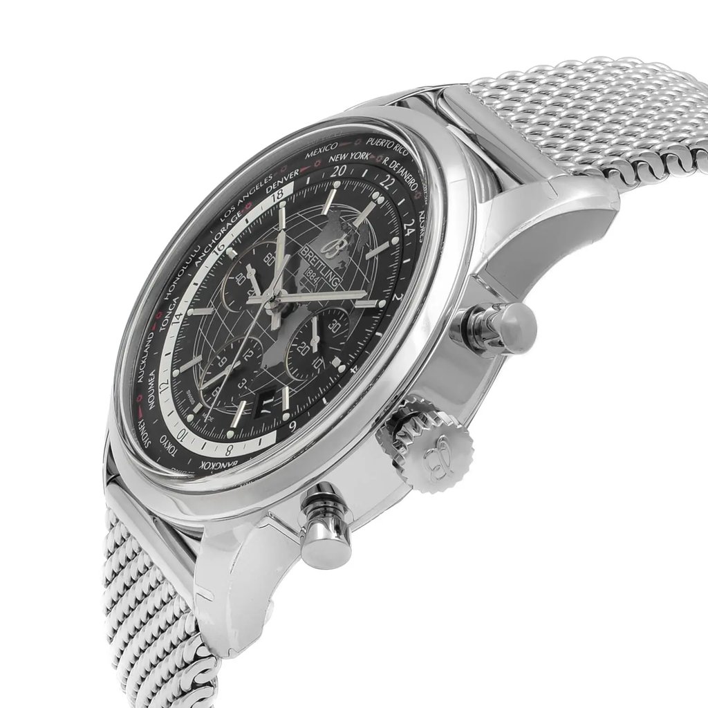 View Of Crown Facing Side Of Breitling AB0510U4/BE84 Stainless Steel Watch Display Model Condition