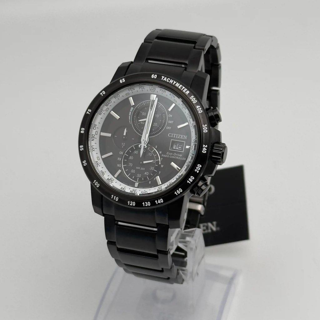 View Of Crown Facing Side Of Citizen AT8175-58E Stainless Steel Watch Display Model Condition