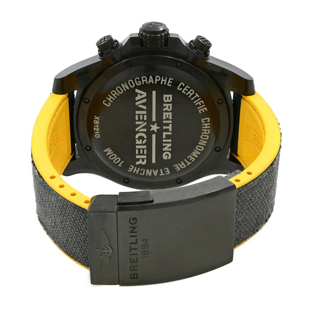 Back View Of Screwback Back Case And Closed Nylon,Rubber Band Of Breitling XB1210E4/BE89-257S Watch Display Model Condition