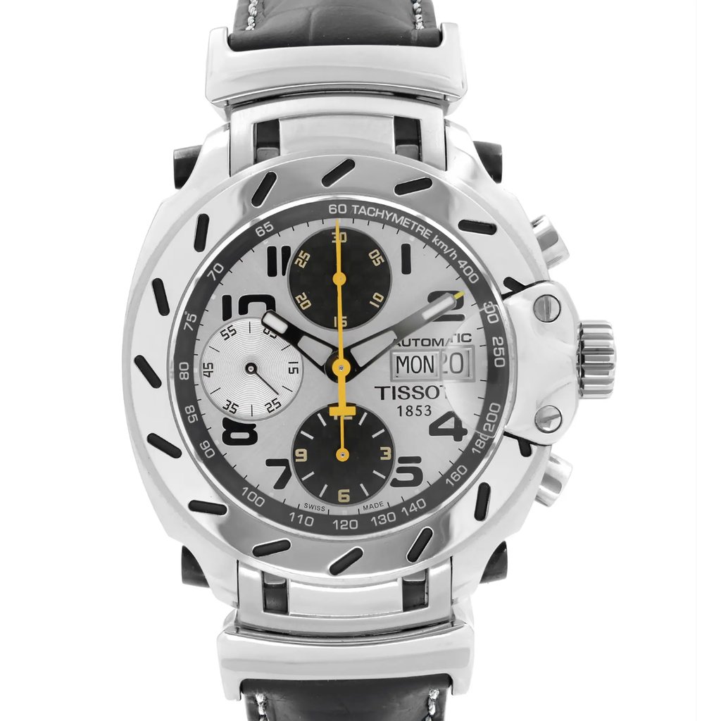 Up Close Front Facing Picture Of Tissot T011.414.16.032.00 Stainless Steel Watch Display Model Condition