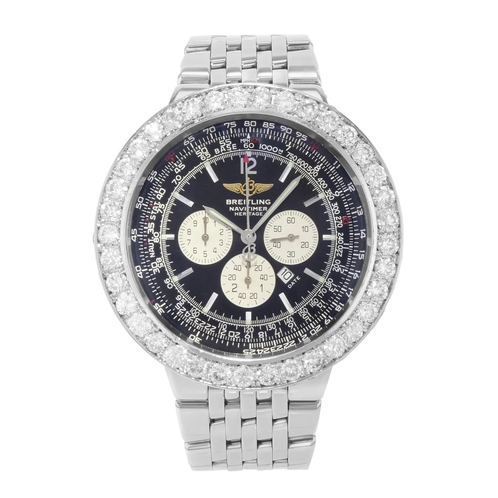 Front Full View Of Breitling A35350 Stainless Steel Watch Pre Owned Condition {Product Condition}
