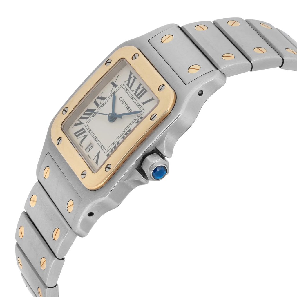 View Of Crown Facing Side Of Cartier 1566 Stainless Steel Watch Pre Owned Condition