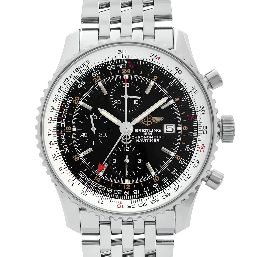 Up Close Front Facing Picture Of Breitling A2432212/B726-443A Stainless Steel Watch Pre Owned Condition