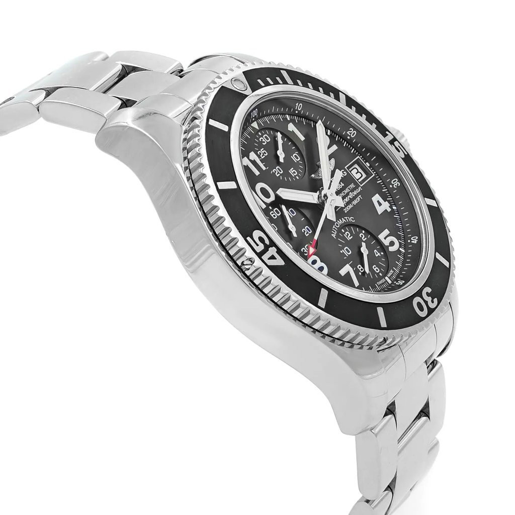 View Of Opposite Crown Facing Side Of Breitling A13311C9/BE93-161A Stainless Steel Watch Display Model Condition