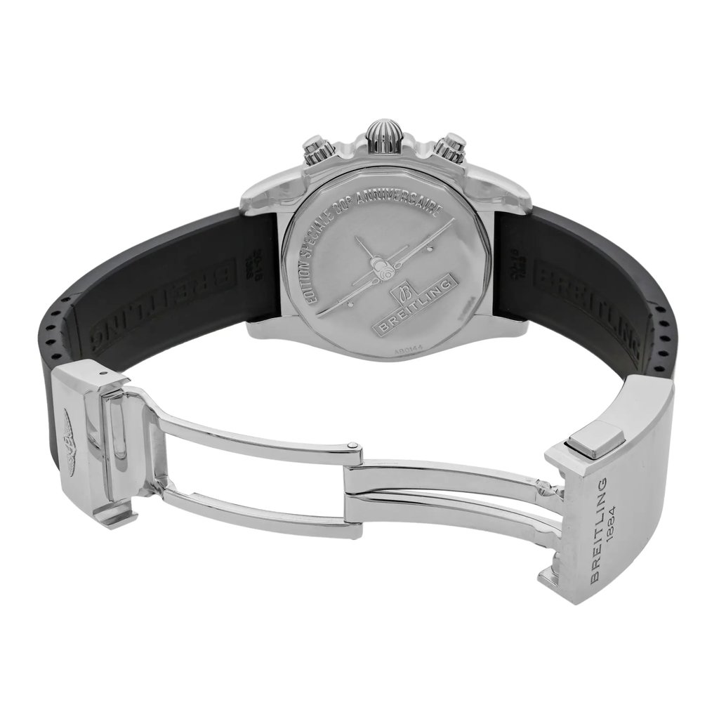 Back View Of {Caseback} Back Case And Open Rubber Band Of Breitling AB01442J/G787-136S Watch Display Model Condition
