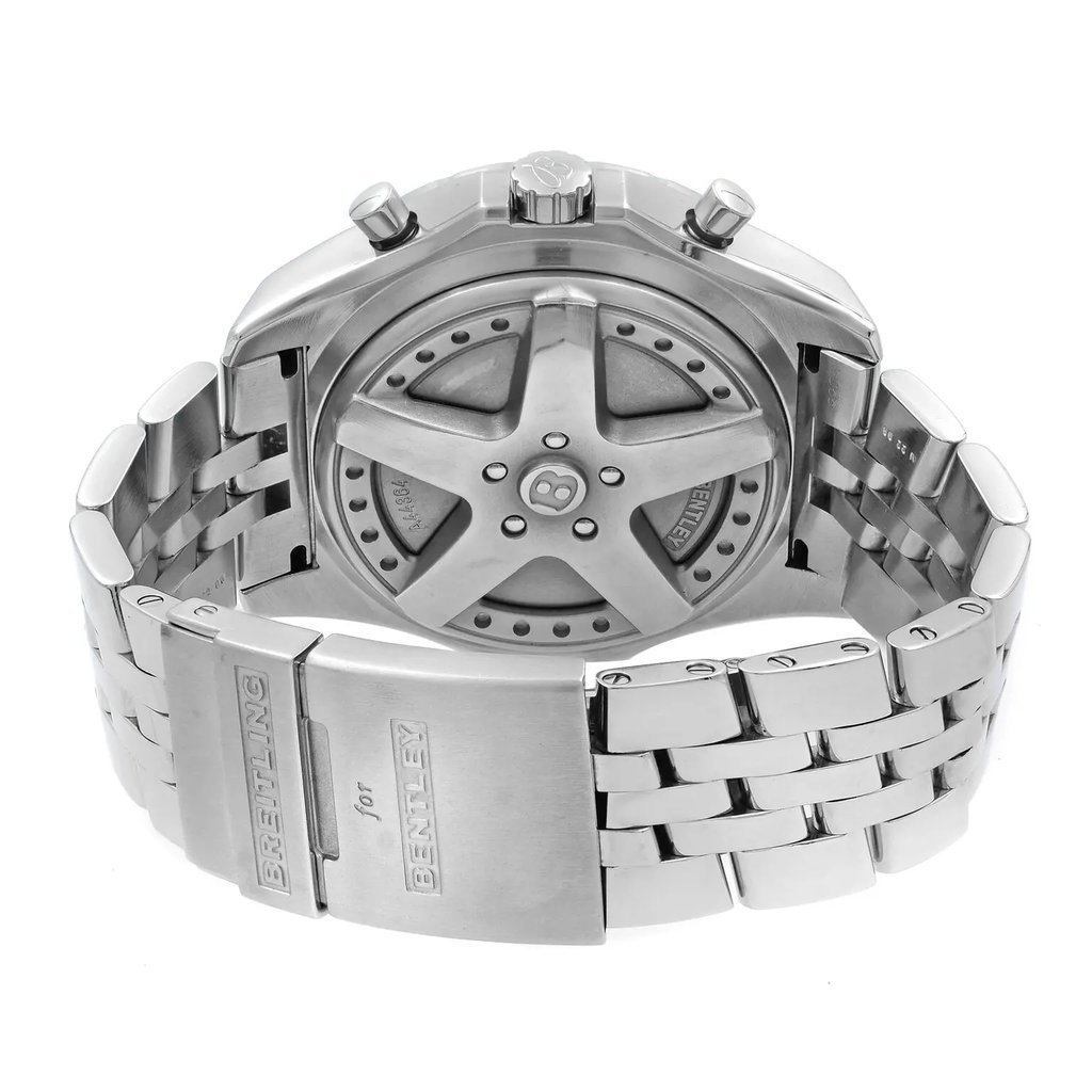 Back View Of {Caseback} Back Case And Open Stainless Steel Band Of Breitling A44364 Watch Pre Owned Condition