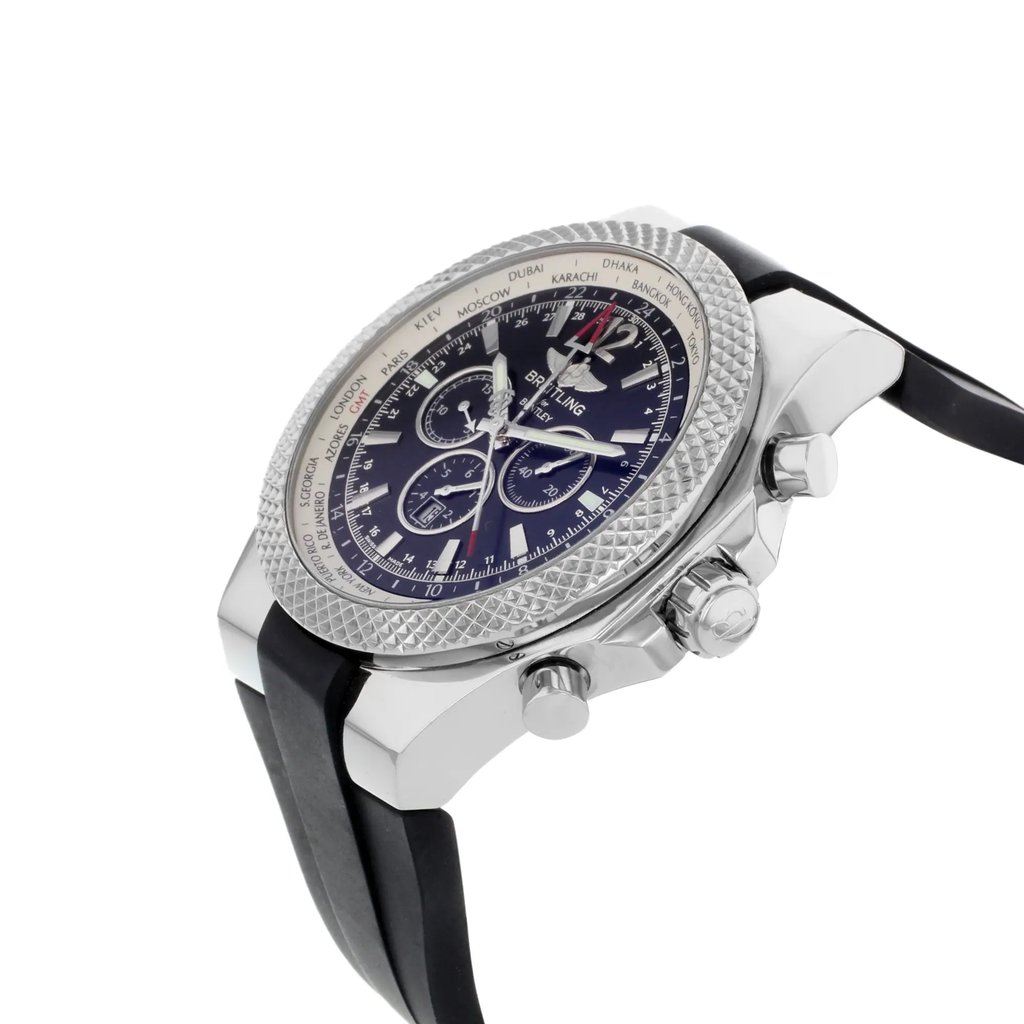 View Of Crown Facing Side Of Breitling A4736212/B919-210S Stainless Steel Watch Display Model Condition