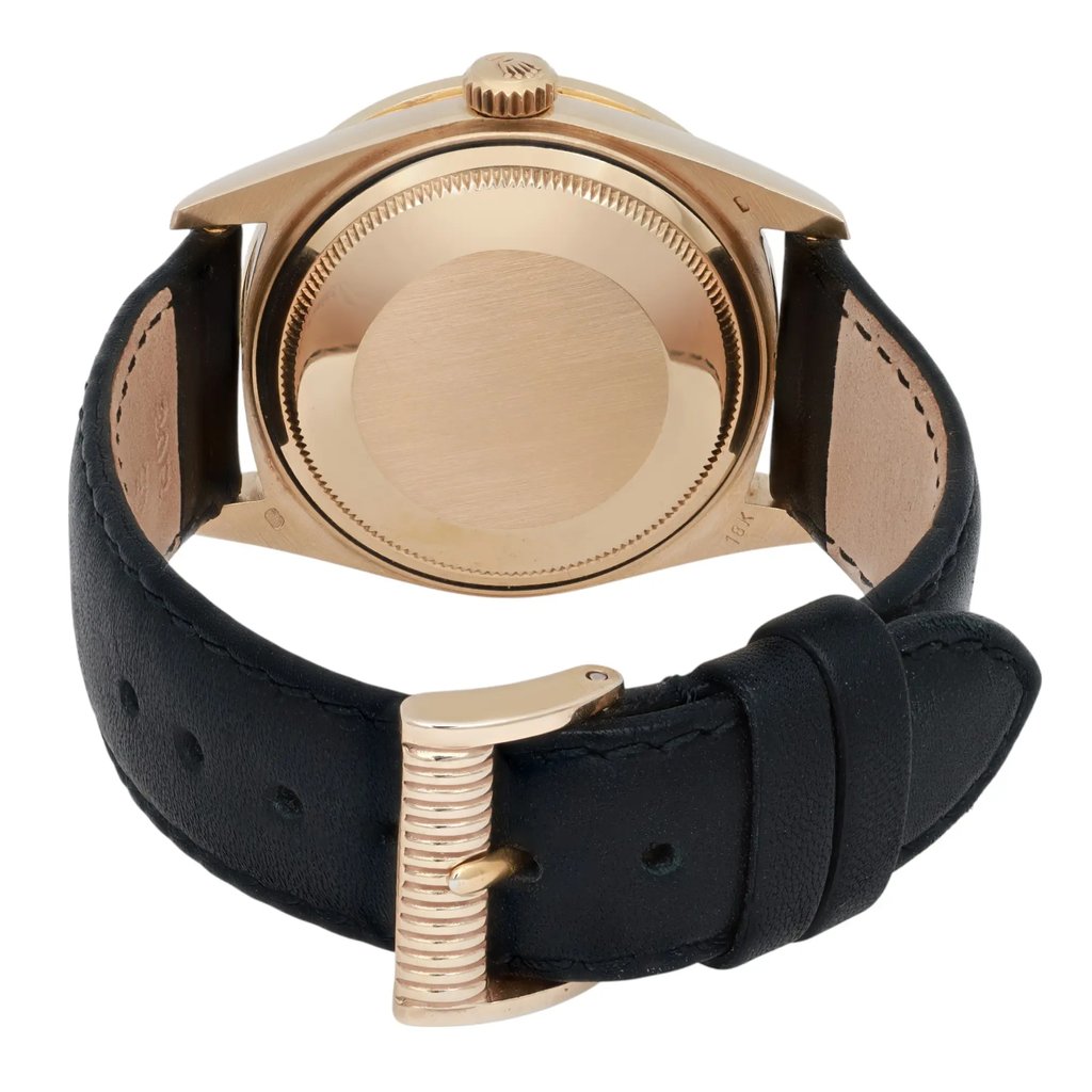 Back View Of Solid Back Case And Closed Leather Band Of Rolex 16238 Watch Pre Owned Condition