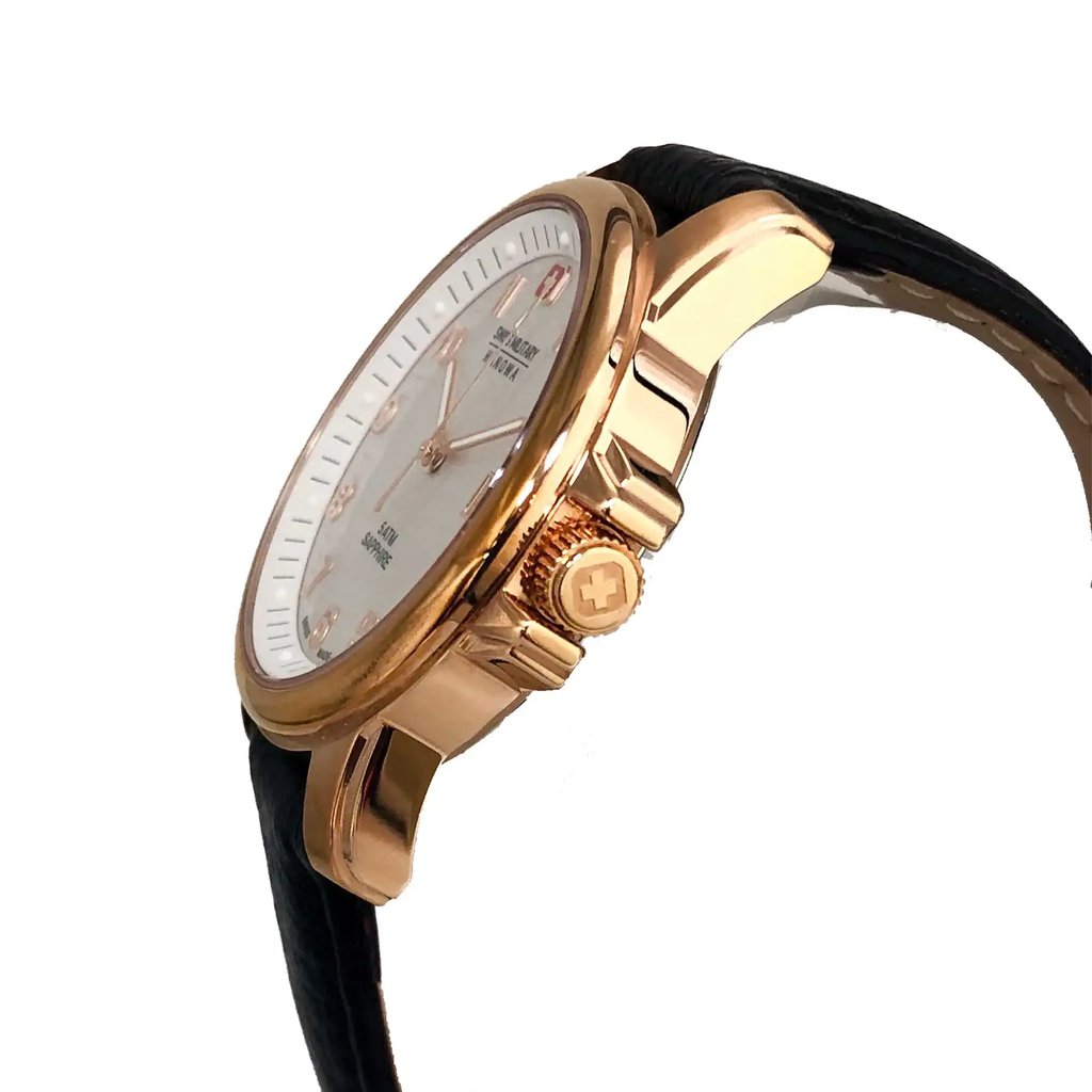 View Of Crown Facing Side Of Swiss Military Hanowa 06-4141.2.09.001 Stainless Steel Watch Display Model Condition