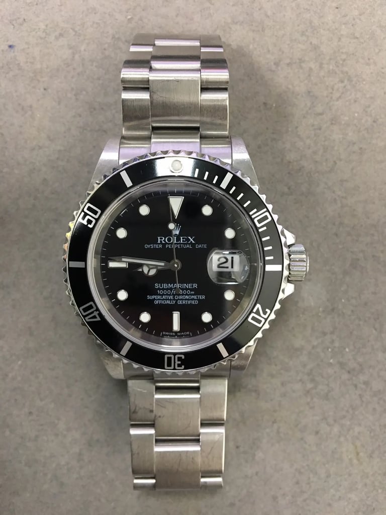 Front Full View Of Rolex 16610 Stainless Steel Watch Pre Owned Condition {Product Condition}